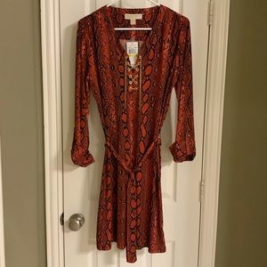NWT Michael Kors Rust Snakeskin w/ Gold Chain
